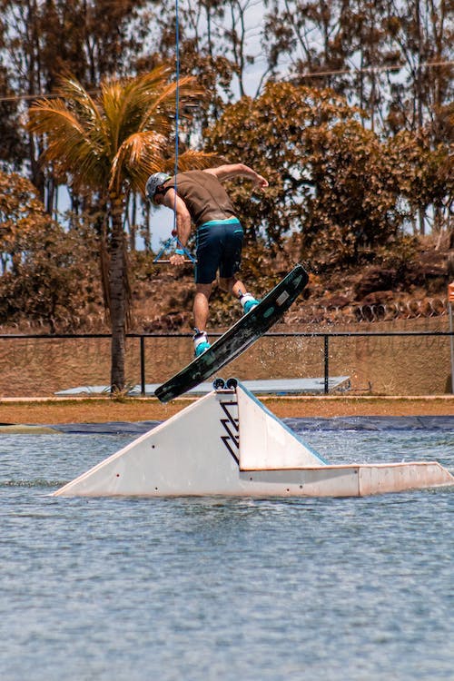 wakeboarder performing a trick