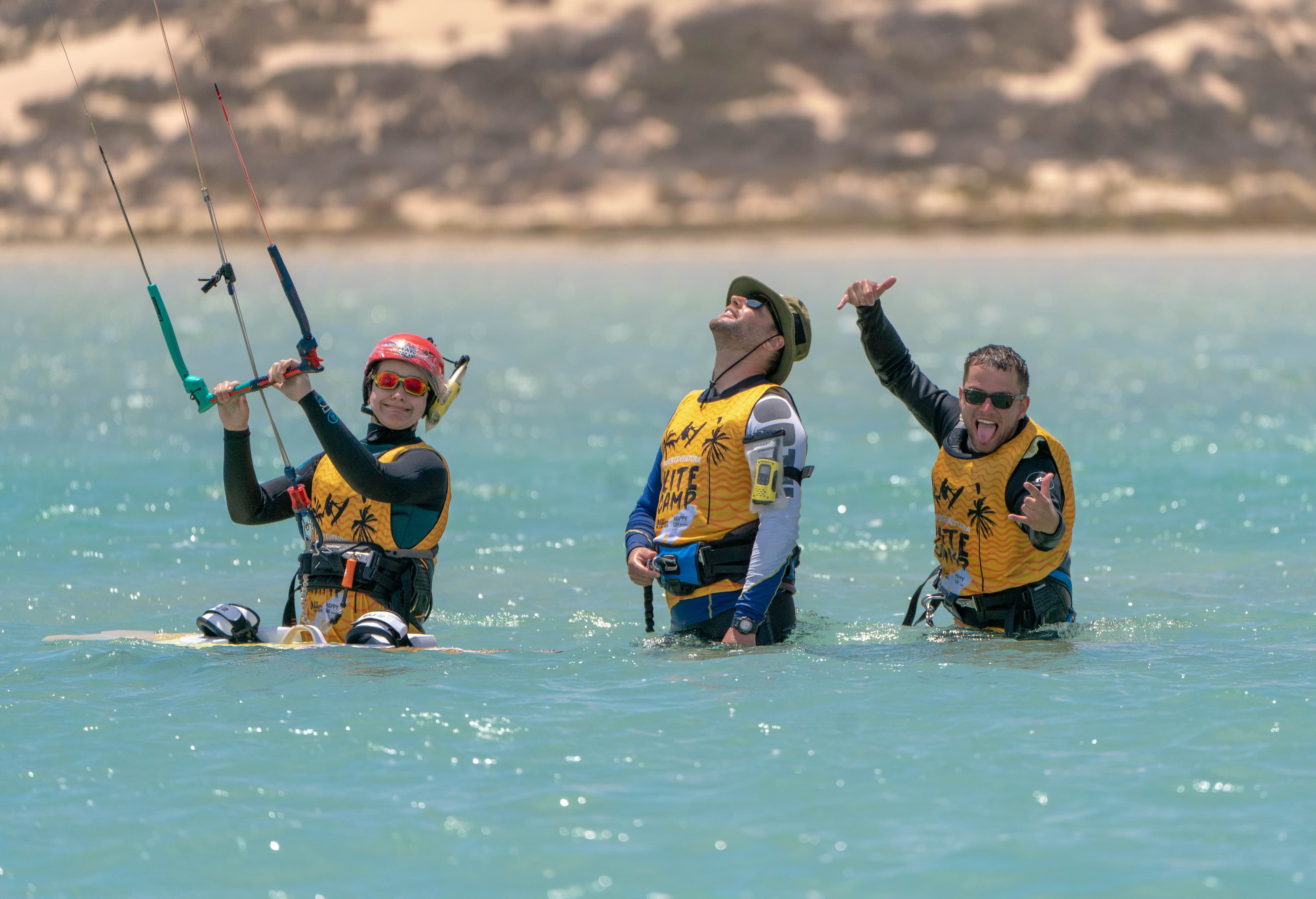 young kitesurf student giving thumbs up and smiling