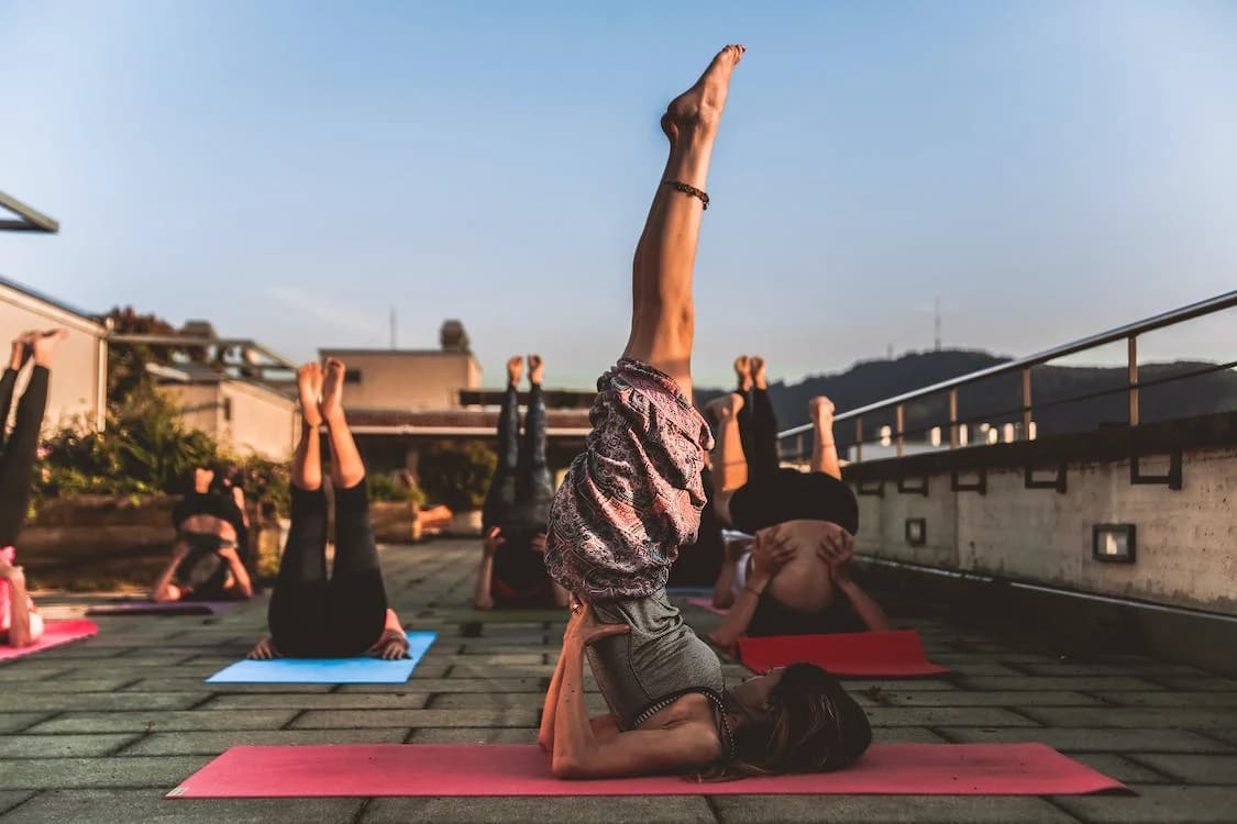 a woman practicing yoga