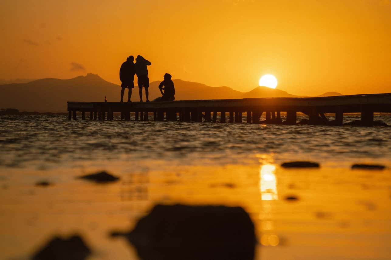 pier with susnset over Favignana island